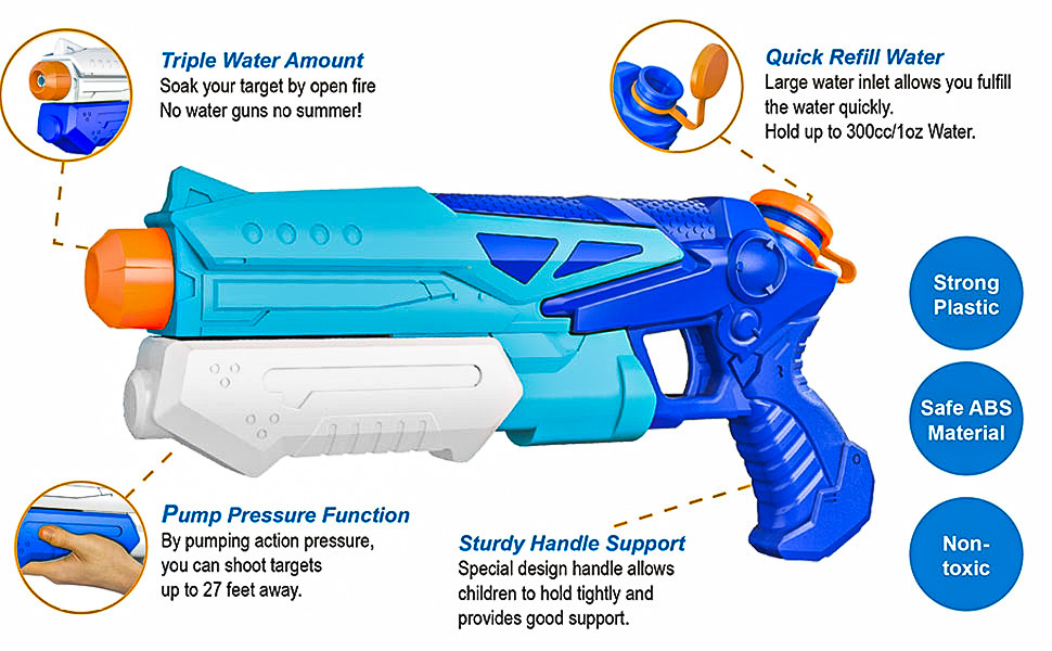 DraMosary Water Guns for Kids 4 Pack Brightly Colored