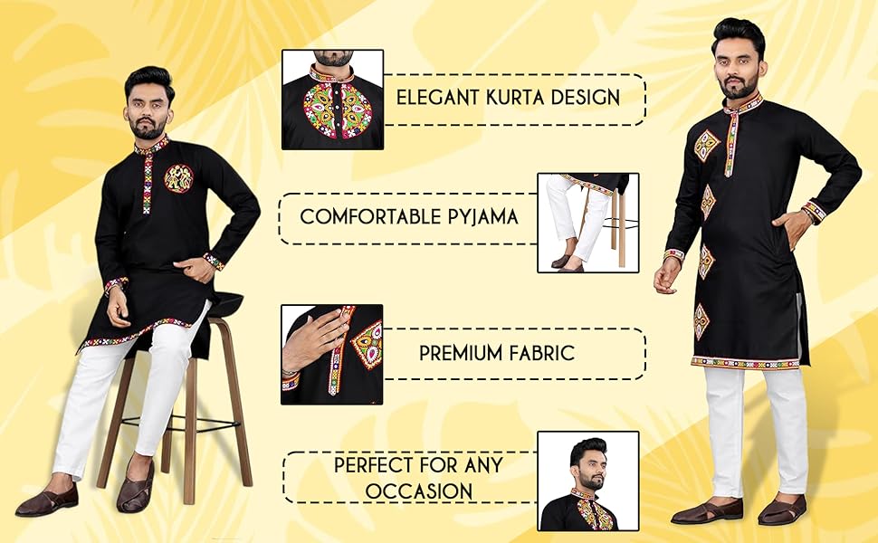 Trustous Men's Ethnic Charm Kurta Pyjama Set | Navratri Festivities
