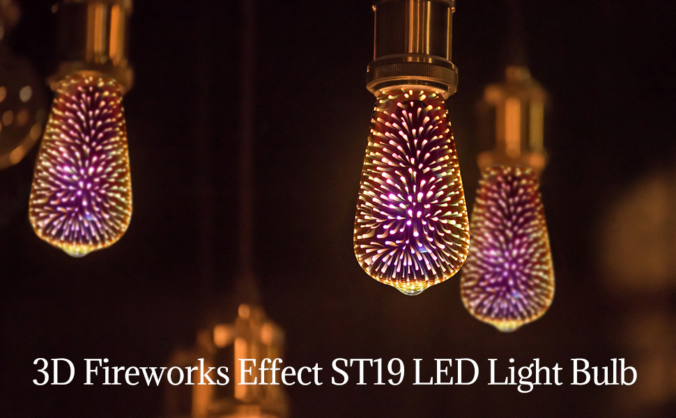 Hizashi Firework Light Bulbs, 3D Fireworks Effect Electric ST19 LED