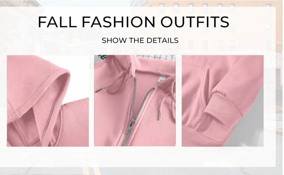 Zip Up Hoodies For Women Dressy Casual Long Sleeve Cropped Oversized Sweatshirts Lightweight 