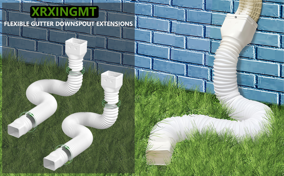 2-Pack Rain Gutter Downspout Extensions: Drain Downspout Extender ...