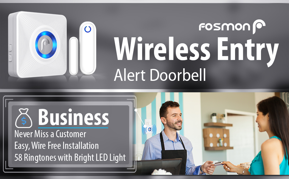 Fosmon WaveLink Wireless Door Chime When Door Opens with 500 Feet Range