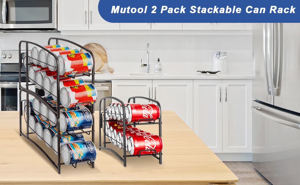 Mutool 2 Pack Stackable Can Rack Holder for Fridge Kitchen Cupboard