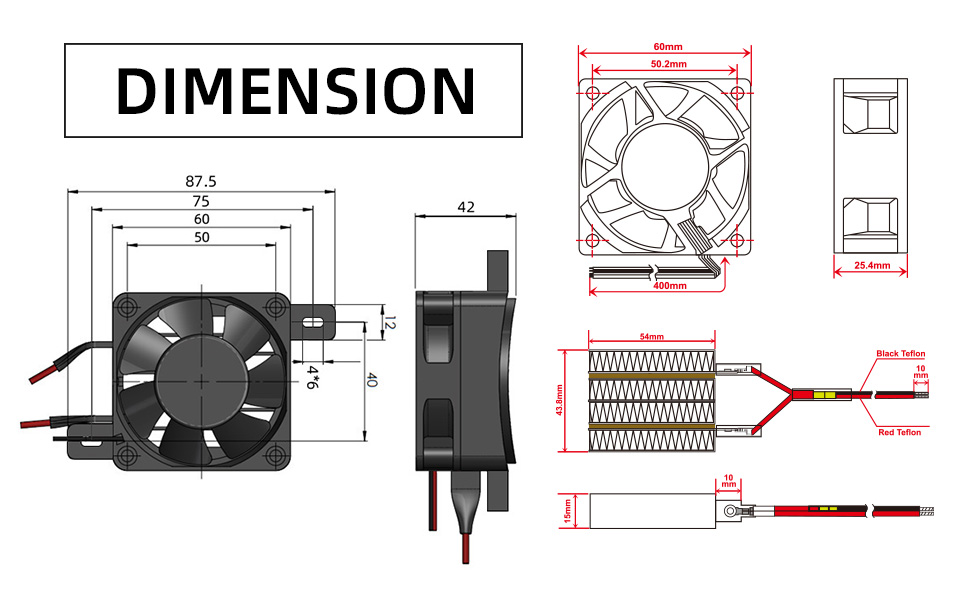 Adopts high temperature wire as leading wire, allows an automatic regulation of the heating power