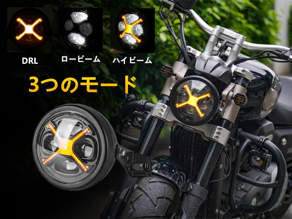 Amazon | Motikvansバイク ヘッドライト 汎用 レトロな黒X-メン