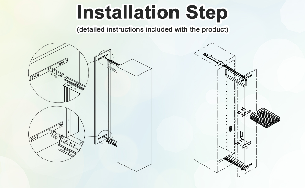 XEMQENER Heavy Duty Kitchen Pull Out Wire Baskets Base Storage Unit, Slide Out Kitchen Utensil Holder Rack Larder Drawers Origanize With Buffer (for 300mm Width, 2 Pcs