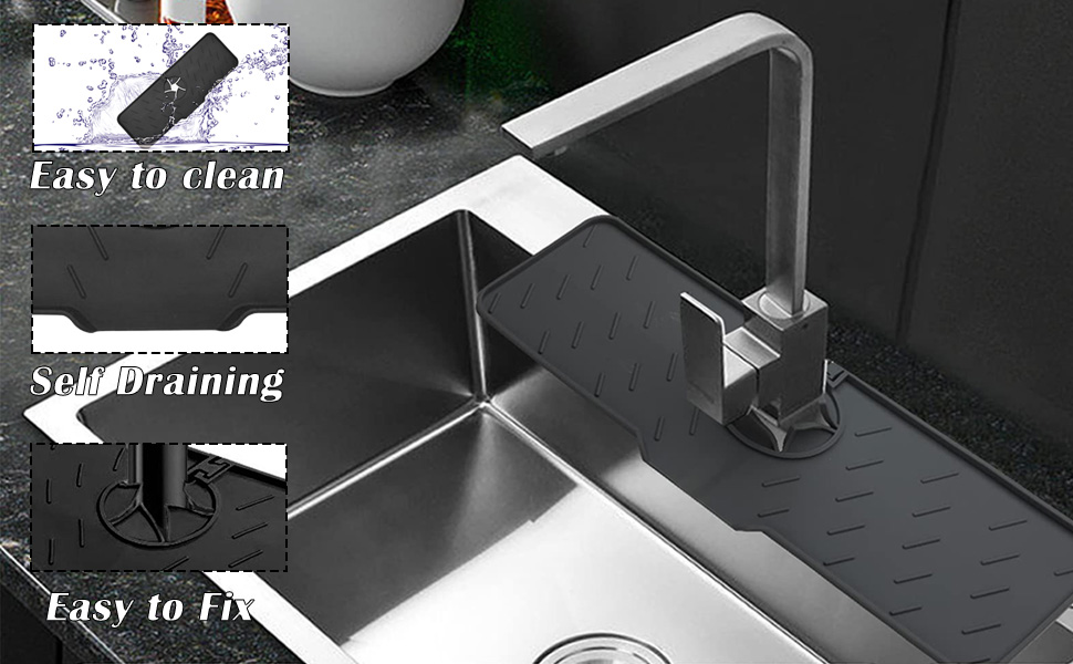 24 Inch Faucet Splash Guard, Silicone Water Catcher Mat
