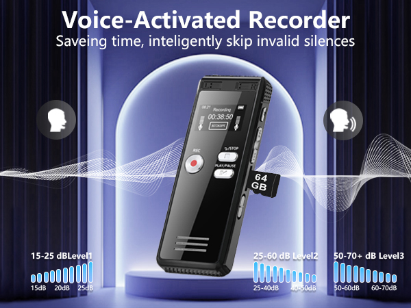 Amazon.com: 64GB Digital Voice Activated Recorder with