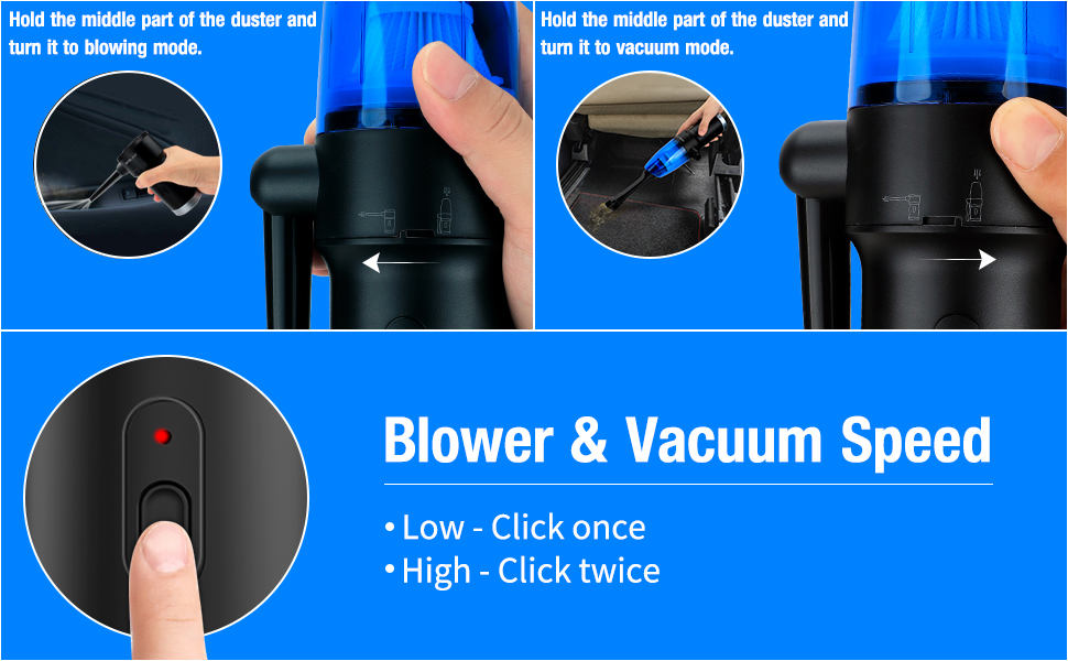 Cordless Compressed Air Duster, 2 in 1 Handheld Vacuum/Air