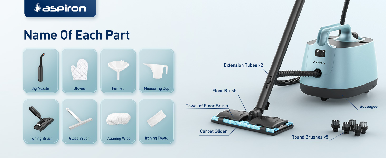 Steam Cleaner for Car, Aspiron Multipurpose Portable Canister Steamer