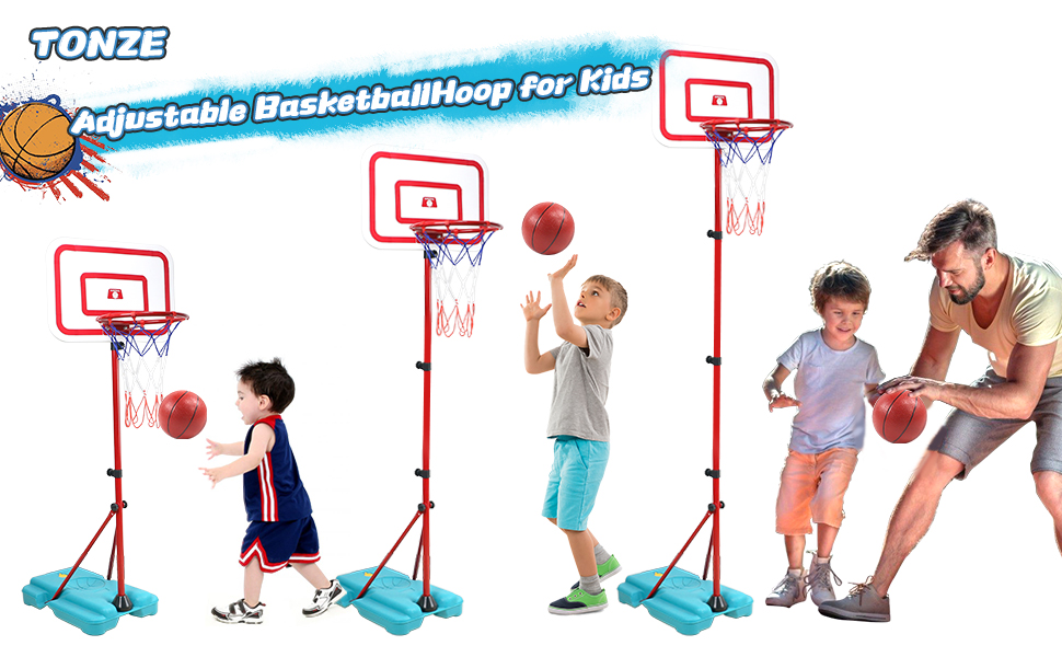 TONZE Kids Basketball Hoop and Stand Height and Ball