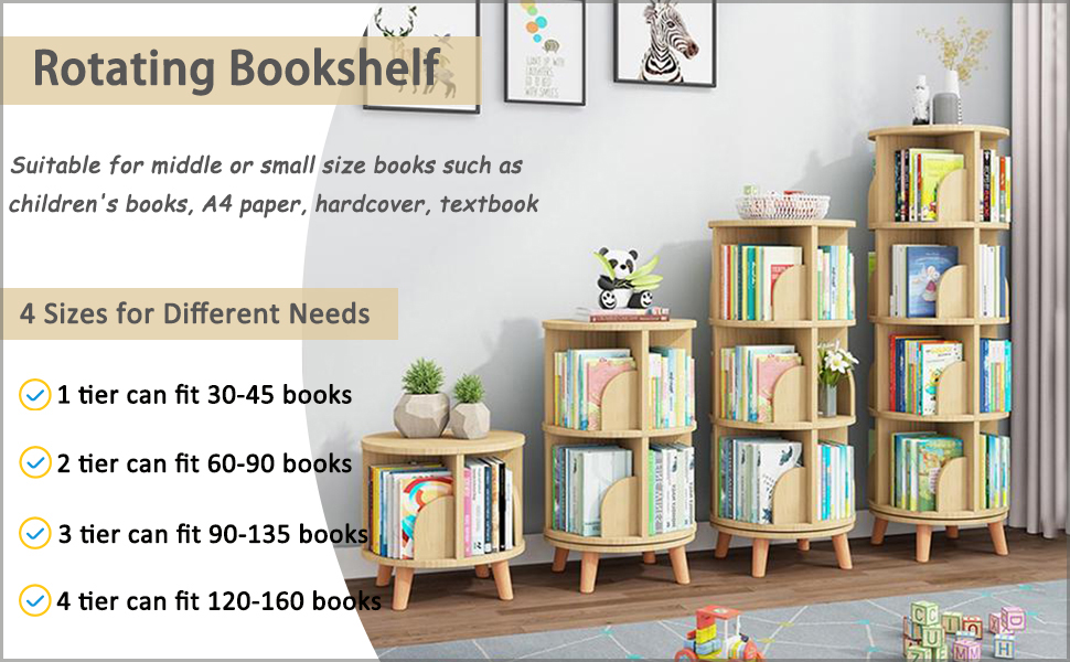 Gdrasuya10 Upgraded 2 Tier 360 Rotating Bookshelf with Legs