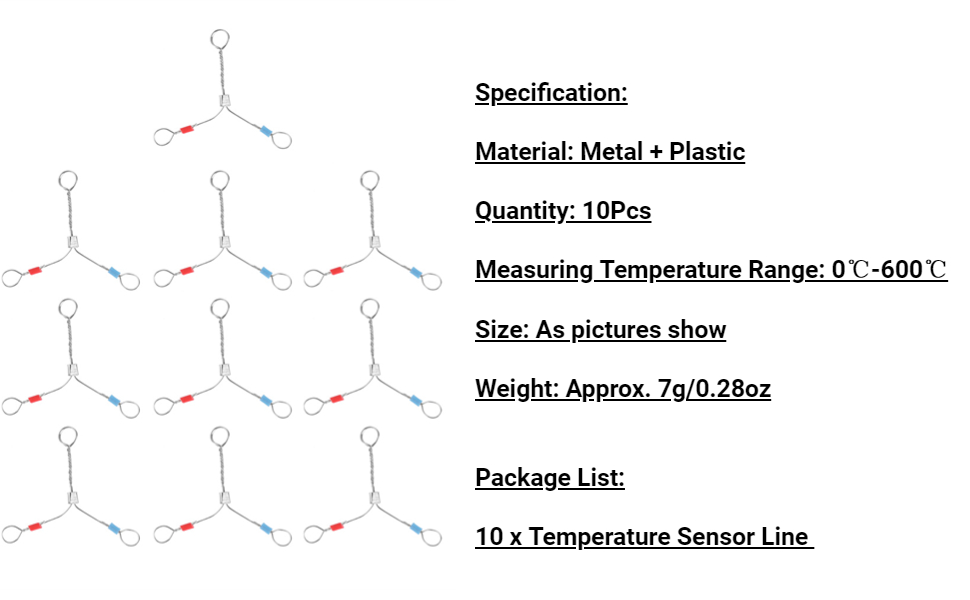 10Pcs/Set Digital Temperature Sensor Line for HAKKO 191212 Soldering
