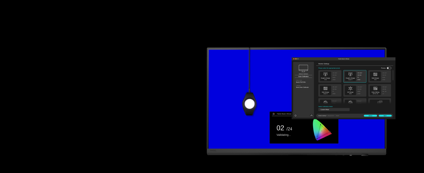 Effortless calibration with Palette Master Ultimate—follow visual menus for software calibration.