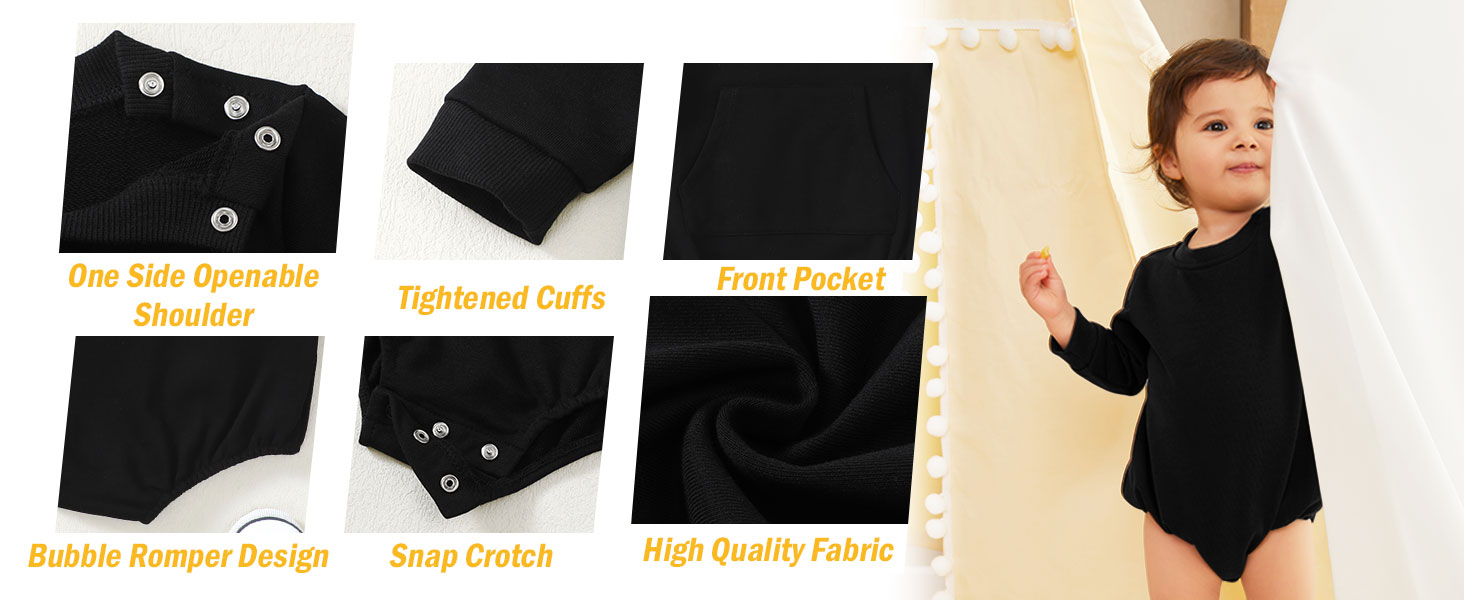 OPAWO Baby Sweatshirt Romper Onesie Newborn Girl Boy Bubble Romper