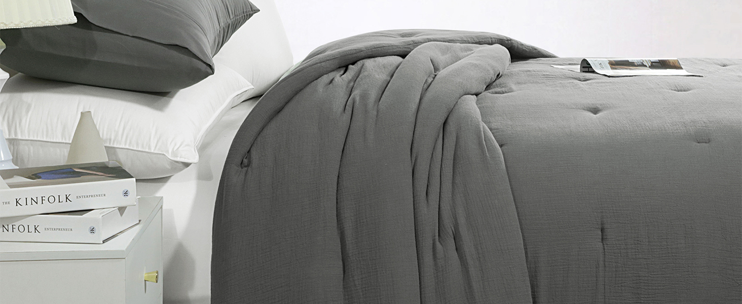 HOMBYS 100% Cotton Muslin Oversized King Comforter for Summer Use, Lightweight and Breathable Down Alternative Soft G 0a11907e 3077 4368 B6f9 Fb0b9669c719. CR0,0,1464,600 PT0 SX1464 V1