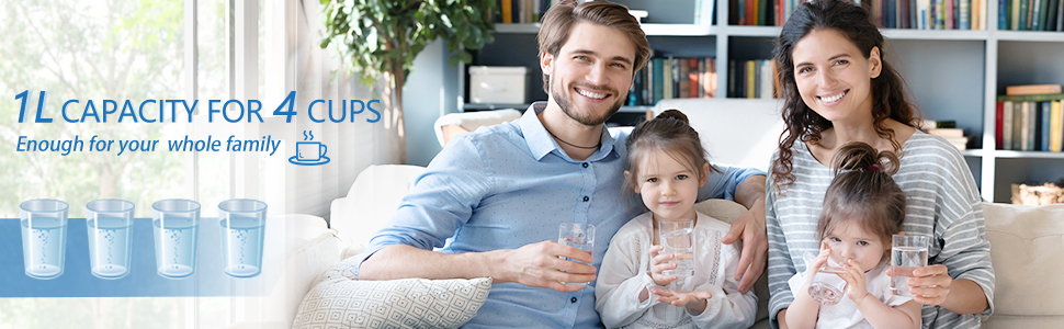 Hervidor De Agua Eléctrico, Vidrio De Borosilicato, Libre De BPA, 2200W, Iluminación LED, Capacidad 1L, Rápida Ebullición, Protección Contra La Ebullición En Seco, Base 360º - Aigostar Elfin 12 small electric kettle