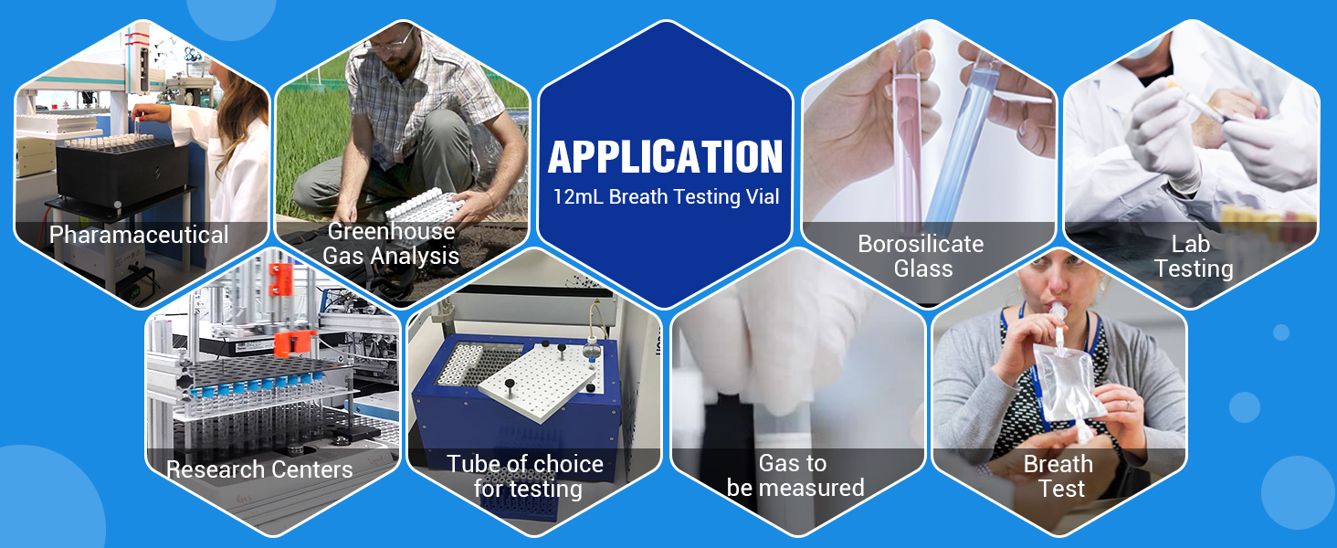 ALWSCI 12ml Exetainer Vials, Glass Breathing Test Vials Flat Bottom