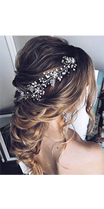 Earent Bride Wedding Pearl Hair Vine Rhinestone Hair Piece