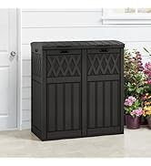 DWVO 66 Gallon Double-Bin Outdoor Trash Can, Waterproof Resin Garbage Can with Tiered Lid and Dri...