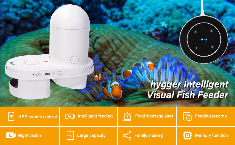 hygger Automatic Fish Feeder for Aquarium, WiFi Intelligent Fish Food Dispenser