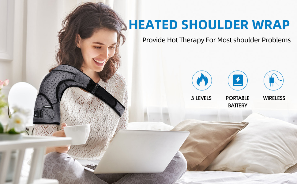 Heated Shoulder Brace Wrap, Cordless Shoulder Heating Pad
