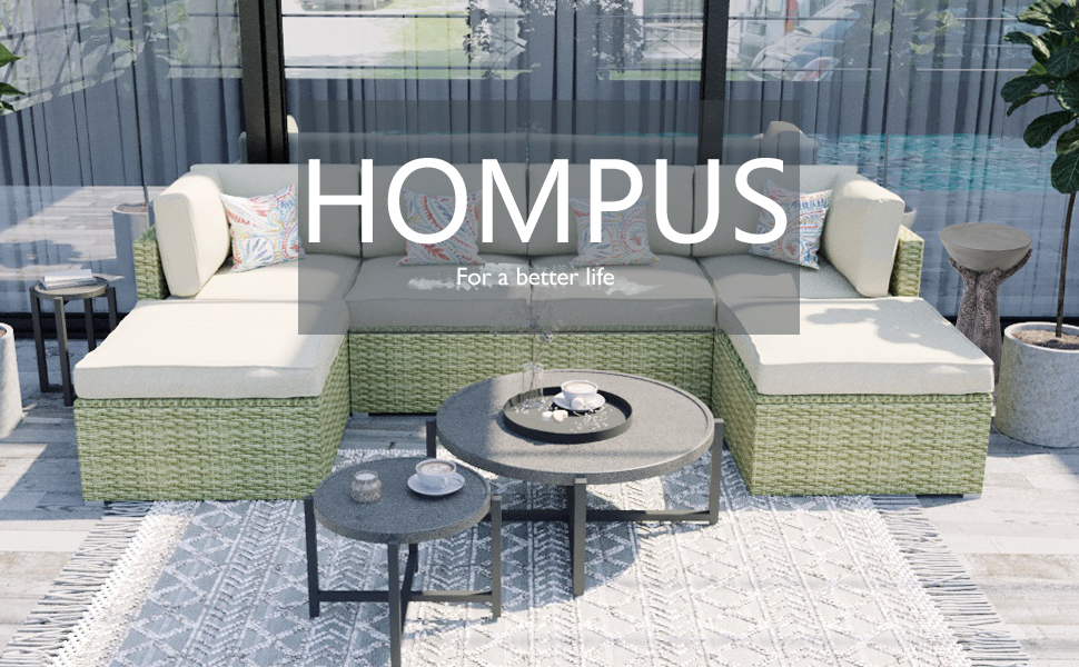 HOMPUS Round End Table Modern Concrete Side Table, Accent