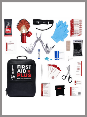 first aid plus emergency survival medical supplies kit camping trip