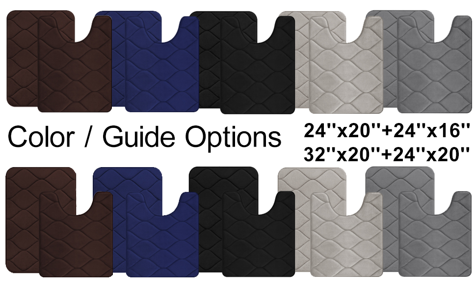 Colorxy Memory Foam Bath Mat Set, Non Slip Super Water Absorption Soft Bathroom Rugs