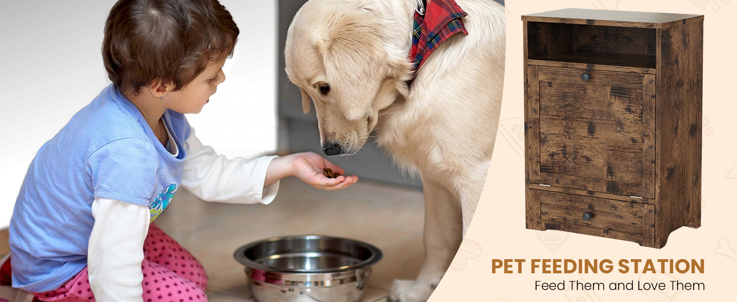 furlinkhm Dog Feeding Station with Storage, Pet Food