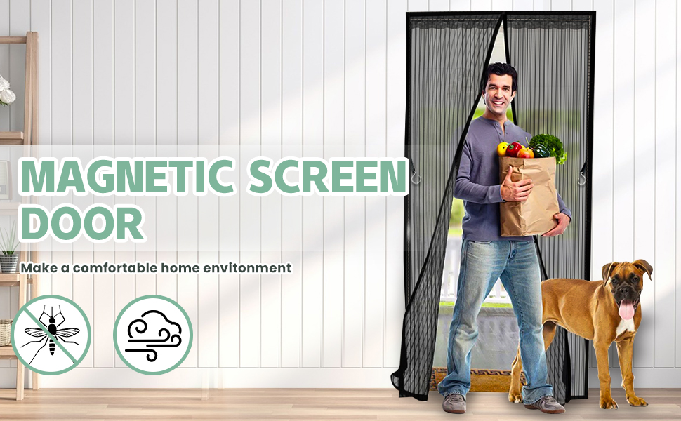 Magnetic fly screen door 90x210 cm insect protection fly curtain