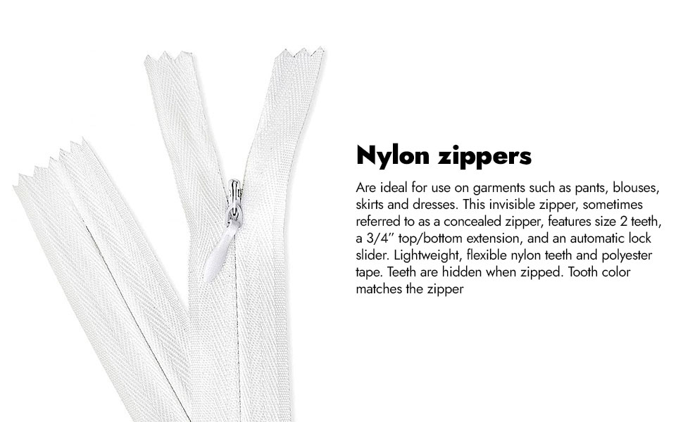 24 inch Invisible Zipper White Non Separating Zipper Nylon