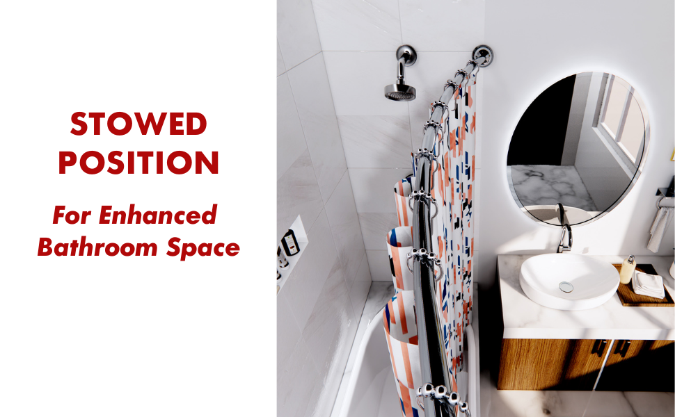 ROTATOR ROD Curved Shower Rod Chrome Rotating Curved