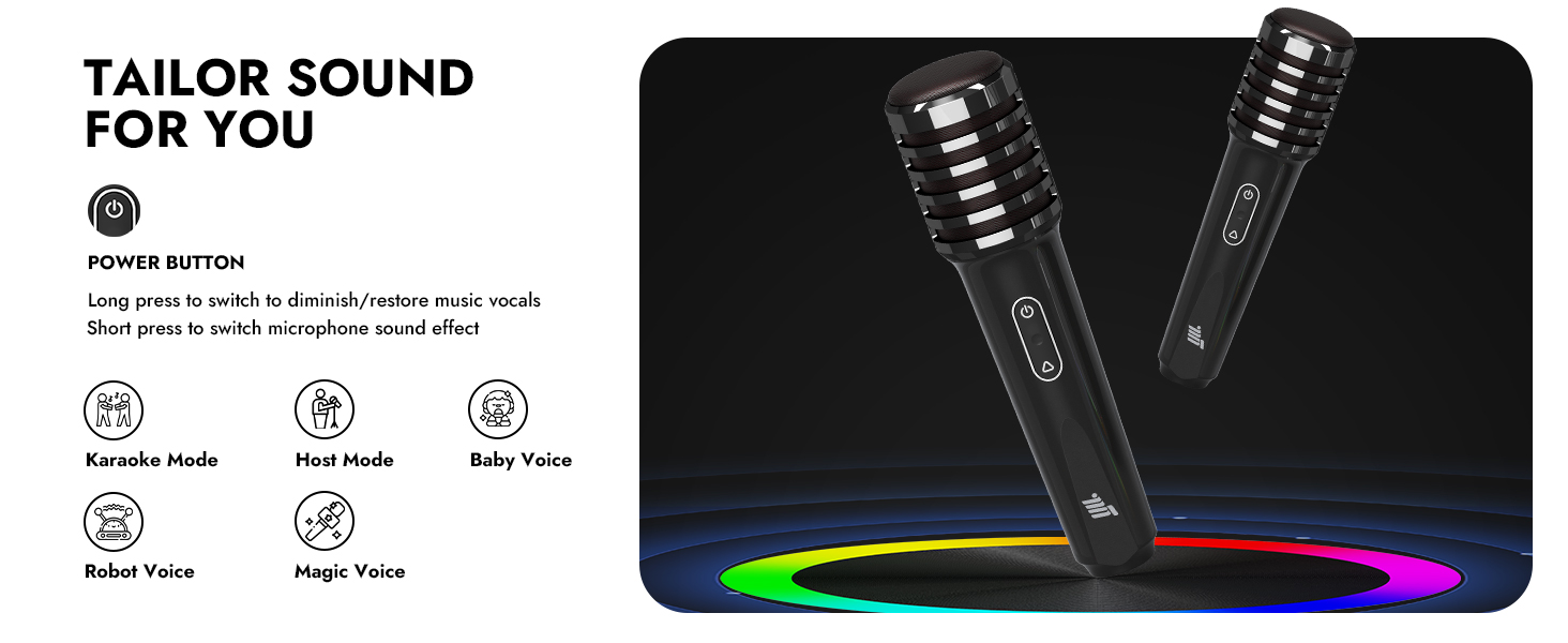 Bluetooth Speaker with 2 Wireless Microphones