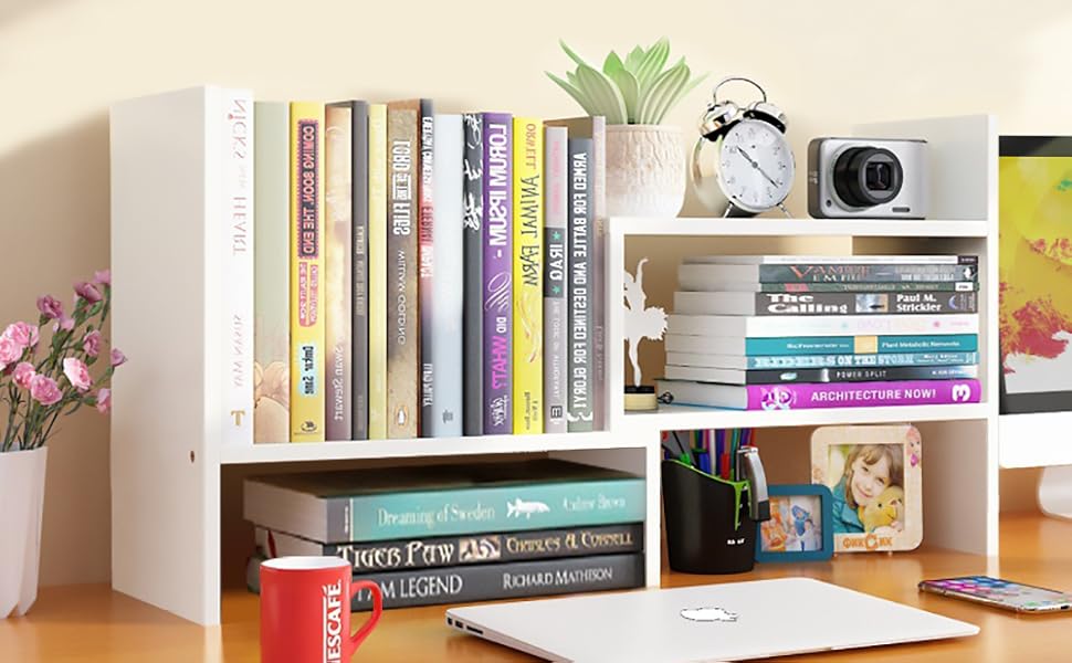 Dyserbuy Desktop Shelf Organizer Office Storage, Adjustable