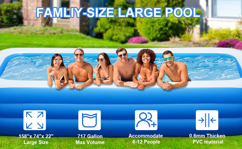 Amazon.com: Extra Large Inflatable Pool with Pump, Lylting