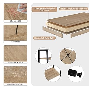 WOLTU Scaffale A Scala Libreria Portaoggetti In Legno Acciaio Con 4 Ripiani Nero+faggio 17 1