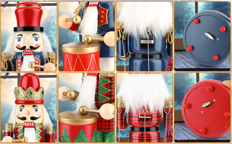 Auniq Wooden Nutcracker Music Box, Christmas Decorations Musical