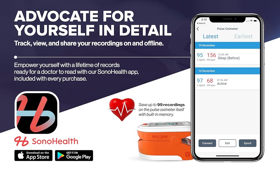 sonohealth app pulse oximter