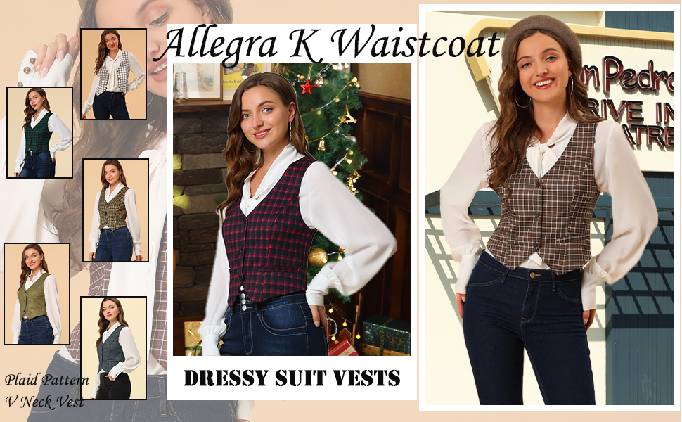 Allegra K Women's Christmas Costumes Waistcoat Steampunk Dressy
