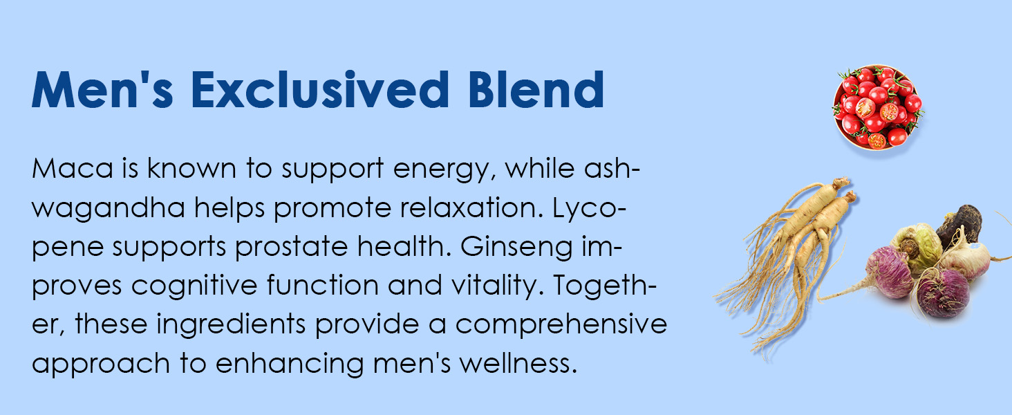 ashwagandha maca Ginseng Lycopene mens vitamins gummy
