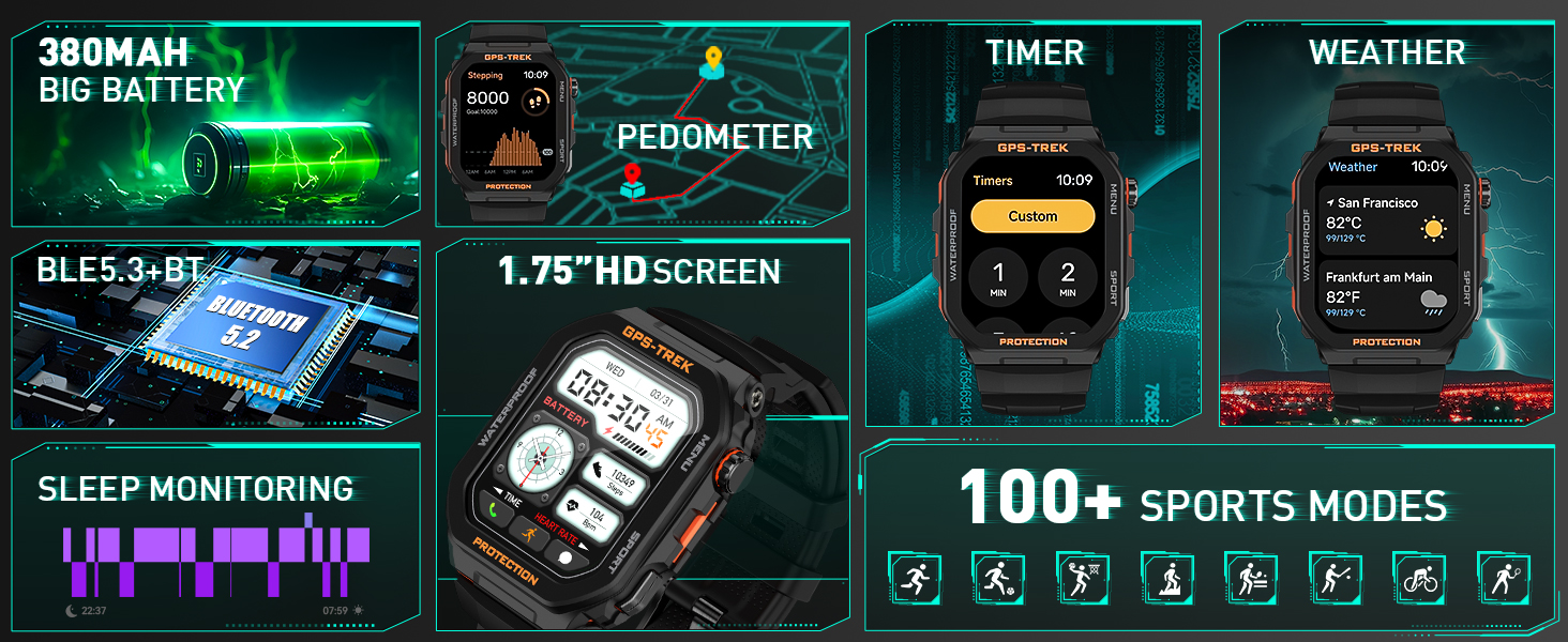 Military Smart Watches for Men Built-in GPSMilitary Smart Watches for Men Built-in GPS