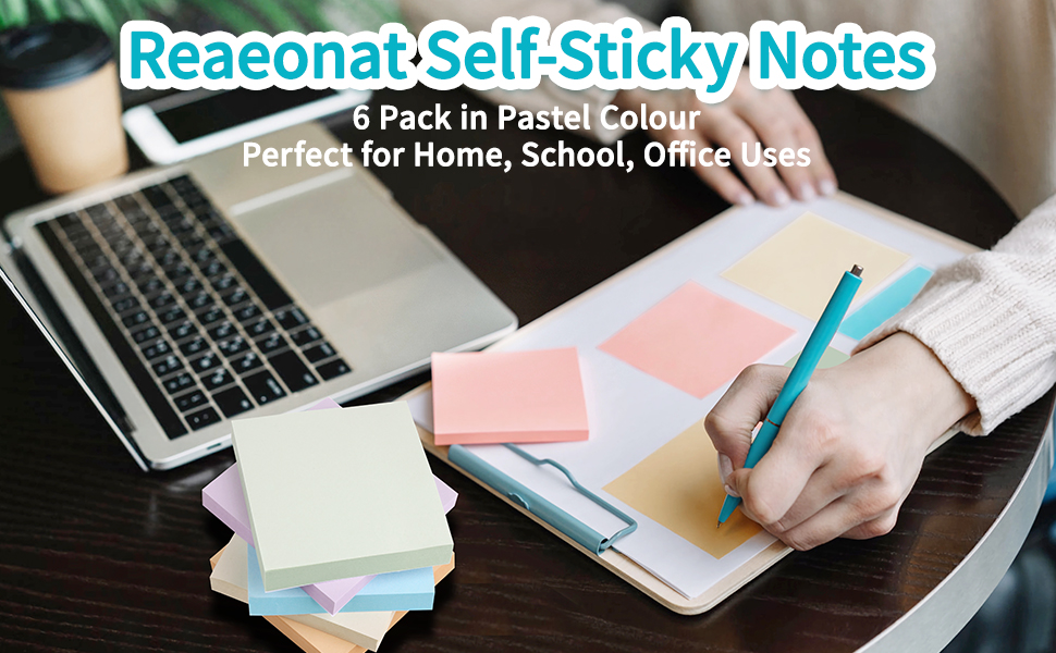 Super Sticky Notes, 600 Sheets Self-Sticking Notes for Walls Desktop Monitors and Fridge, Multi Use Sticky Notes in Pastel Colour for Organization and to Do Lists, 6 Pack 9 sticky notes
