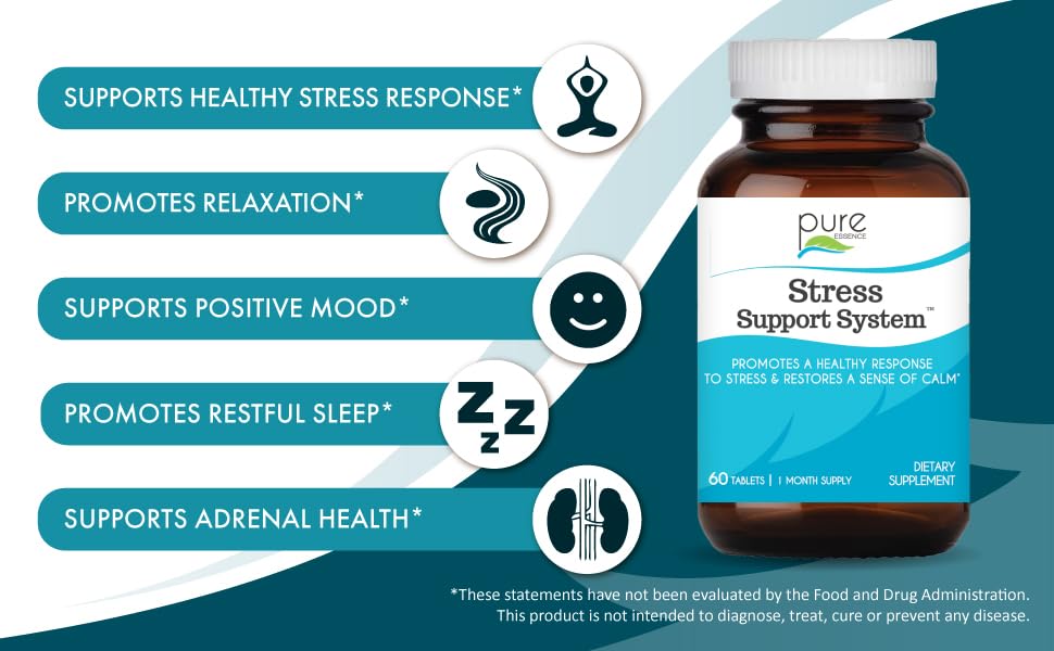 supports healthy stress response, positive mood and adrenal health, promotes relaxation and sleep