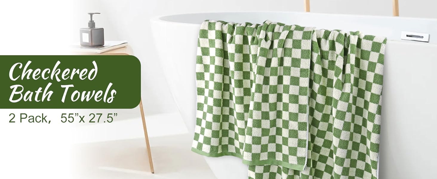 green bath towels