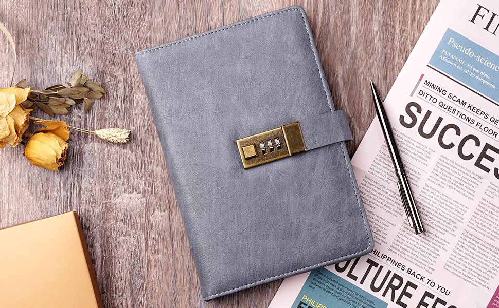WEMATE Diary with Lock, A5 Journal with Lock 240 Pages, Locking Journal