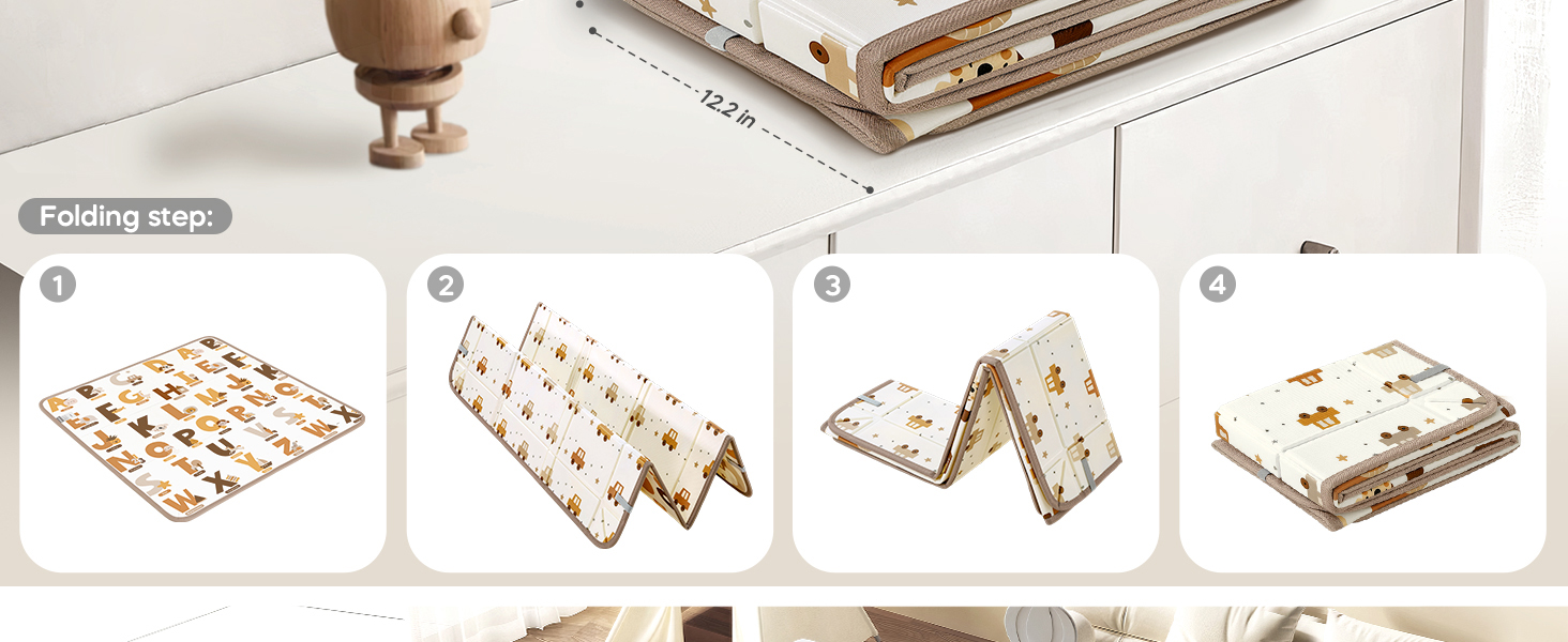 Baby Play Mat, 50" X 50" Foldable Foam Cushioned Play Mat