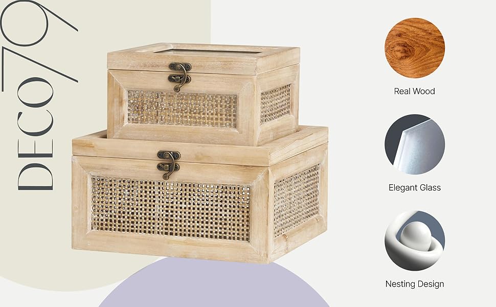 Bohemian Light Brown Wood Box Set