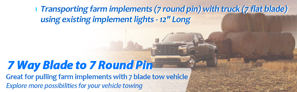 7 way blade to 7 round pin trailer adapter for heavy duty trailer commercial trailers Hopkins 47595