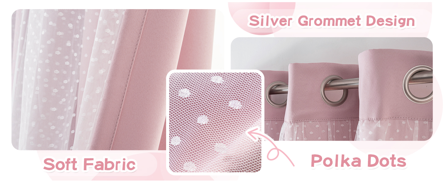 small polka dots double layer blush pink curtains